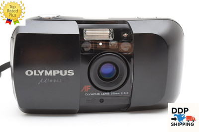 All works [ MINT w/Strap ] Olympus μ mju Black 35mm F/3.5 Lens Film Camera JAPAN