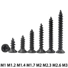 M1 - M3 Countersunk Flat Head Phillips Self Tapping Screws Black Zinc-Plated