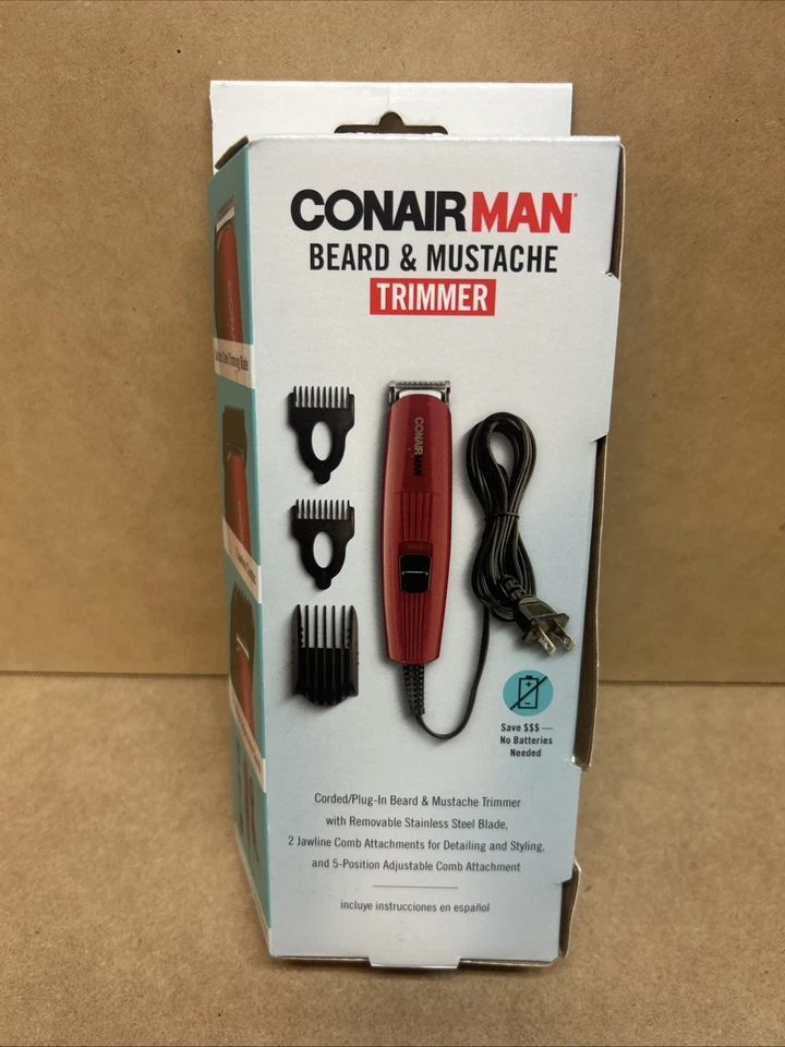 Peine ajustable recortador de hoja de acero inoxidable con cable para barba y bigote Conair Man Foto 2 de 4
