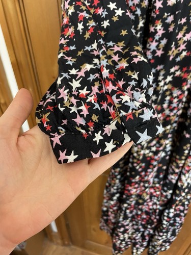 M&S X Ghost Wrap Dress Star Print Midi Tea Frill Collar Size 10 Pretty Wedding - Picture 7 of 14
