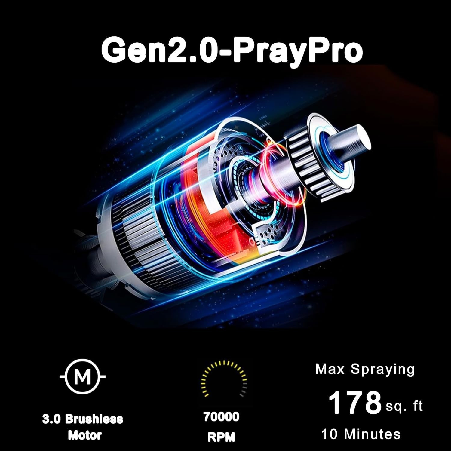 Handheld HVLP Paint Sprayer 70000RPM Brushless Motor