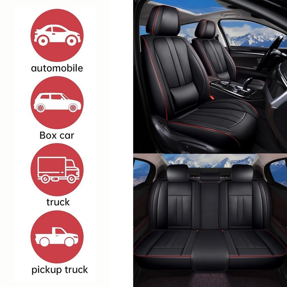 For Toyota Tacoma Car Seat Covers Full Set Front Rear Leather 5 Seats Protectors Foto 4 de 4