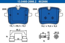 Bremsbelagsatz Scheibenbremse ATE 13.0460-2666.2 f�r BMW 8er G16 F93 G15 F92 G14