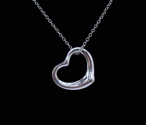 Tiffany & Co.  Elsa Peretti Sterling Silver Open Heart Pendant Chain Necklace - Picture 9 of 11