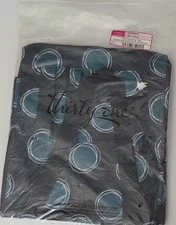 Thirty-One Zip Top Tall Organizing Tote La-Di-Dot Teal & Navy Dot Print NEW