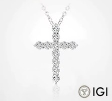 1.1ct Floating Lab-Grown Diamond Cross Pendant Necklace – PT950 Platinum – IGI