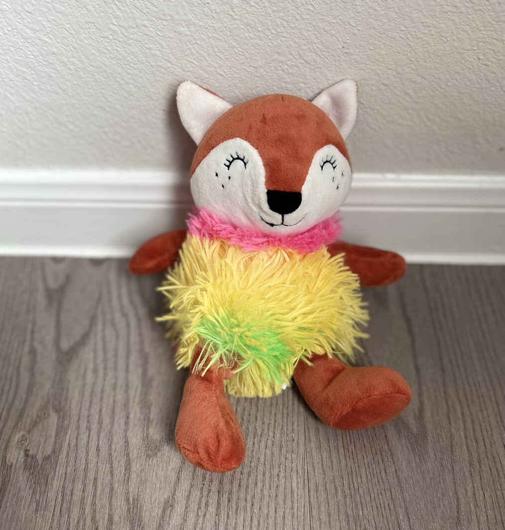 Hug Fun Fox Rocker Hug Fun Sweater 8” Fox Lovey Plush With Rainbow Fluffy Fur 268639 | eBay