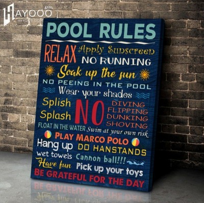Swimming Lovers Pool Rules Poster 12×18''