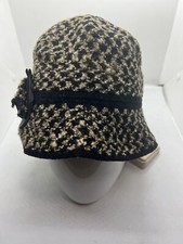 Betmar New York Willow Womens Knotted Cloche Hat Black and Gold One Size New