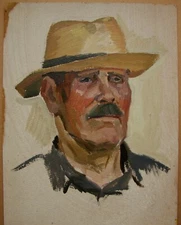  Ukrainian Soviet USSR Oil Painting male portrait impressionism realism man  