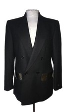 Marios Schwab Sz 40 Black Button Front Collar Metal Plate Front Wool Jacket