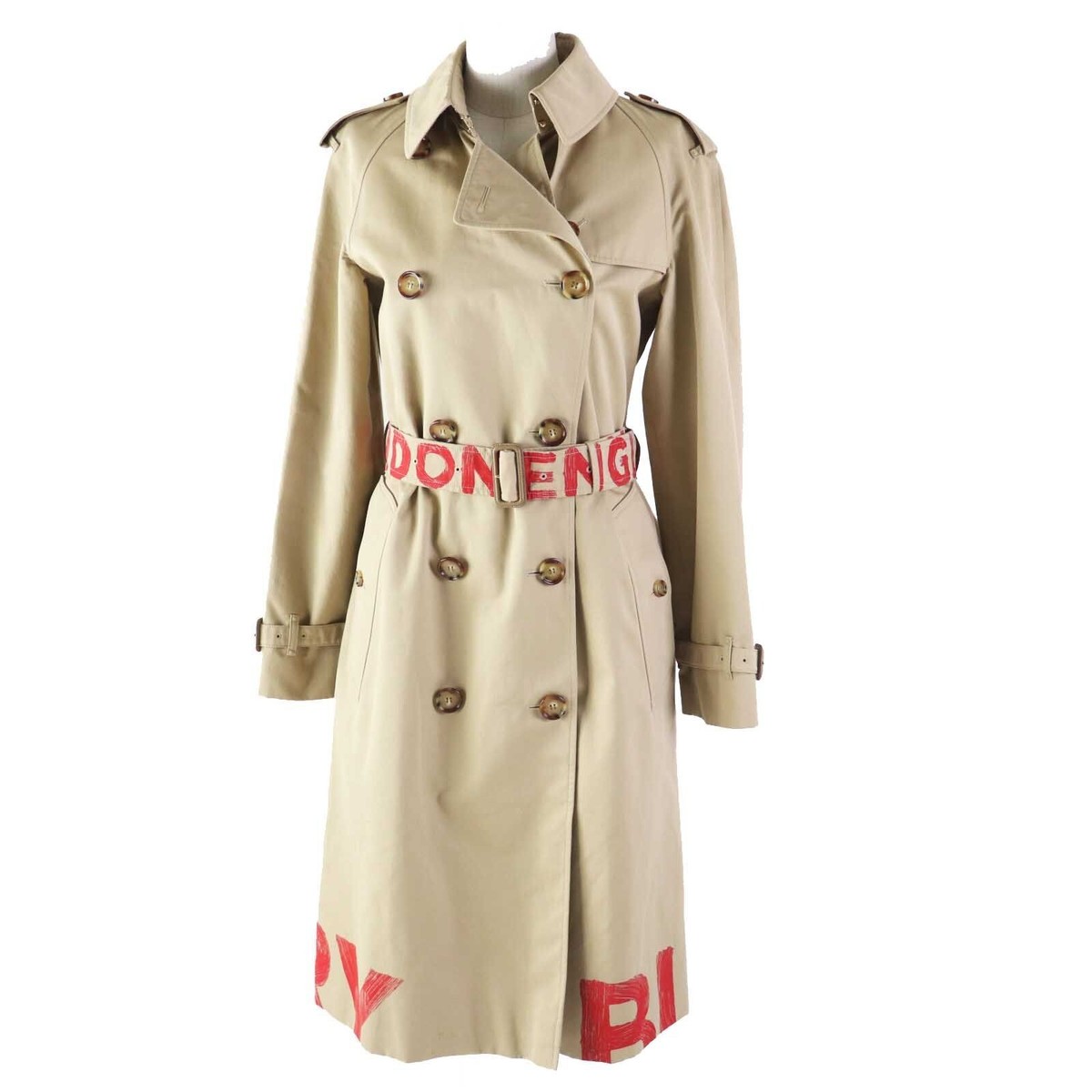 Burberry 】BURBERRY 8037621 Graffiti Trench Coat Beige 36 | eBay
