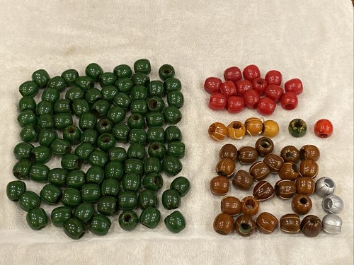 LOT BAKELITE CATALIN VINTAGE LARGE MACRAME BEADS ROSARY CRAFT CHUNKY JEWELRY
