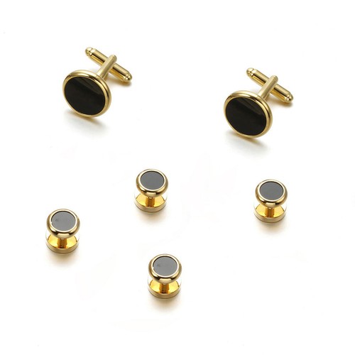 Mens Button Cuffs Wedding Tuxedo Cufflinks Natural Fastener Inlaid Studs 6Pcs - Picture 46 of 58