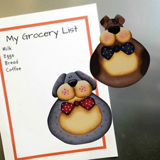 HP Puppy Dog Magnets, Set of 2, Grey and Brown Spotted Dog, ByBrendasHand