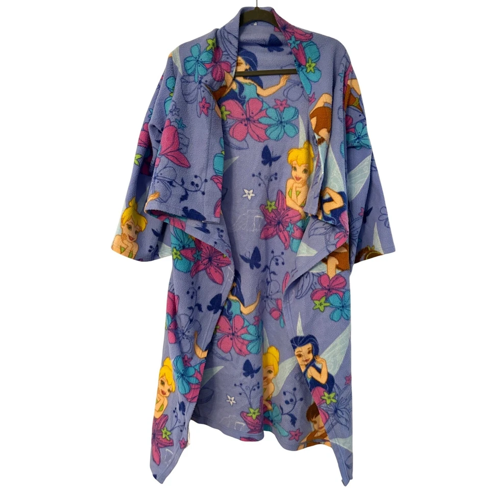 Disney Fairies Sleeve Blanket Fleece Robe Flowers Butterflies Girls Kids Cozy - Image 2 of 4