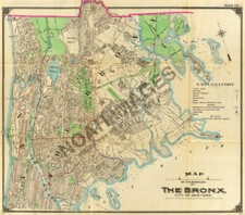 Map of Borough of The Bronx New York 16x18