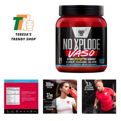 N.O.-XPLODE Vaso Pre Workout Powder with 8g of L-Citrulline and 3.2g Beta-Ala...