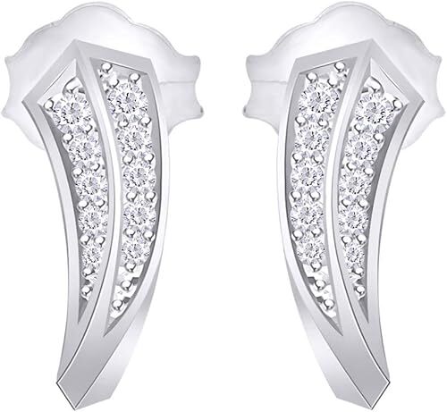 V Shape Round Cubic Zirconia 925 Sterling Silver Stud Earrings for Women