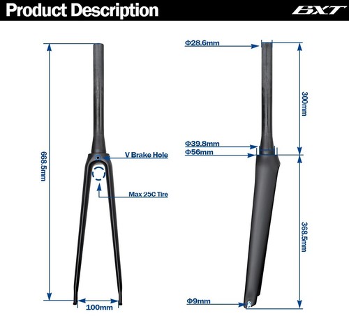 T800 Carbon Fiber Road Bike Rigid Forks V Brake 700C Road Cycling Bicycles Forks - Picture 8 of 24