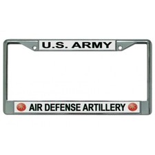 army air defense artillery military logo chrome license plate frame made in usa