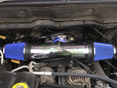 Chrome Blue Dual Head Air Intake Set For 2008-2010 Dodge Ram