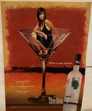2006 Three Olives Vodka Estampado Anuncio Sexy Vestido Negro Dama ¿Qué hay en tu martini?