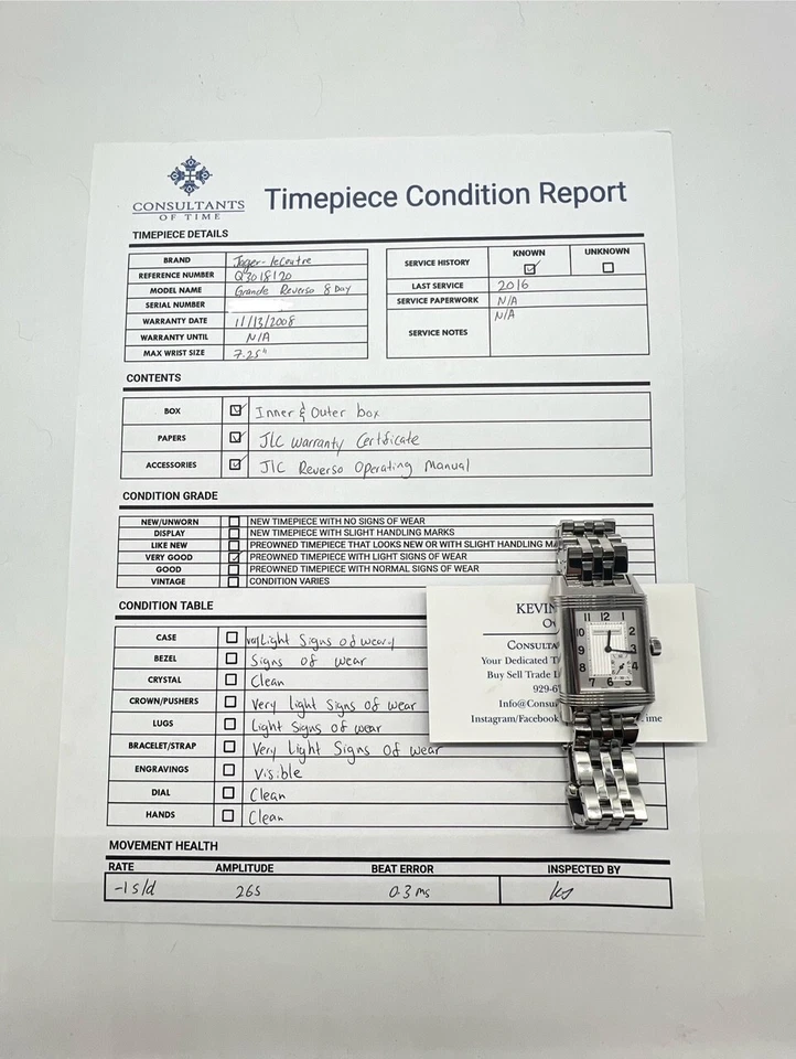 RARE COLLECTOR SET Jaeger-LeCoultre Grande Reverso 8 Day Power Reserve 301.81.20 - Image 2 of 4