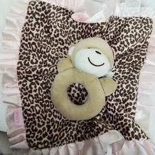 Carters Lovey Security Blanket Monkey pink leopard print Rattle