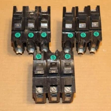 One Lot of 3 FPE Federal Pacific NB120 Bolt In 1 Pole 20 Amp Breakers Greens