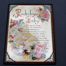 Rockabye Baby Poem in Foil Wooden Wall Hanging by Wendy Lyn 7.5 x 9.25