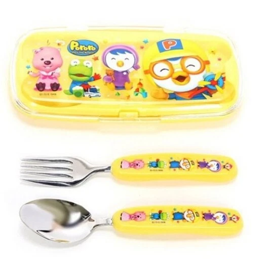 Набор столовых приборов PORORO ложка вилка чехол для маленьких детей Корея - Изображение 4 из 4