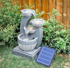 Solarbetriebenes Wasserspiel LED Schale Brunnen Outdoor Garten Brunnen Deko