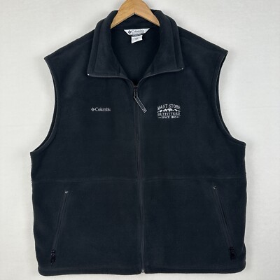 Columbia Fleece Vest Black Full Zip Mast Store Outfitters Mens 2X Casual Outdoor