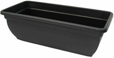 2-Pack 46cm (15L) Large Rectangular Black Recycled Plastic Trough Planter