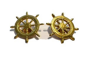 Authentic Vintage Graziano Gold Plated Helm Nautical Earrings