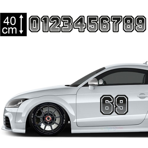Startnummer Auto Aufkleber WUNSCH-NUMMER - Schriftart 7 40 cm SCHWARZ - 第 2/5 張圖片
