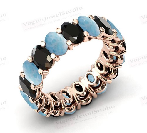 Banda de eternidad de ónix negro relleno de oro de 14 k en anillo de compromiso de plata de ley 925 - Imagen 41 de 109