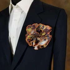 NEW - Men's 2-in-1 Peach Paisley or Pink Paisley Round Pocket Square