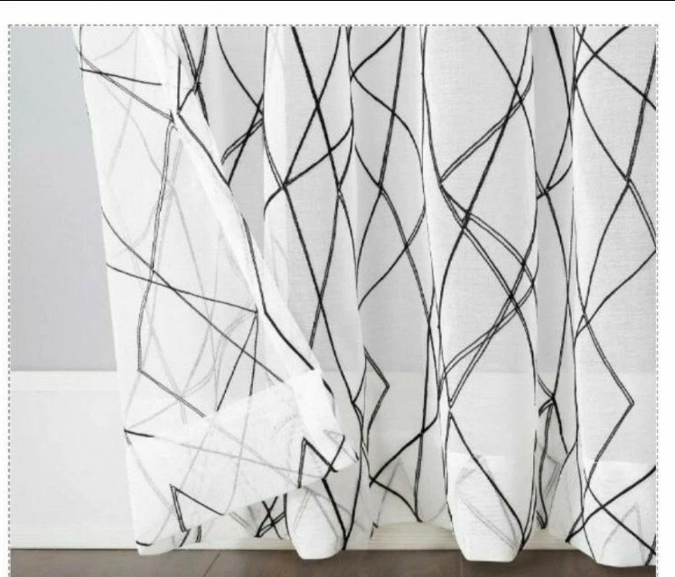 Barra filtradora de luz bordada geométrica abstracta panel cortina de bolsillo Foto 3 de 3