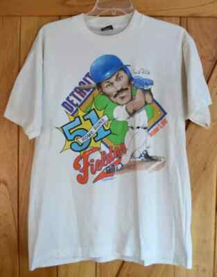 Vtg 1990 Detroit Tigers Cecil Fielder Graphic T Shirt white classic tee HN1615