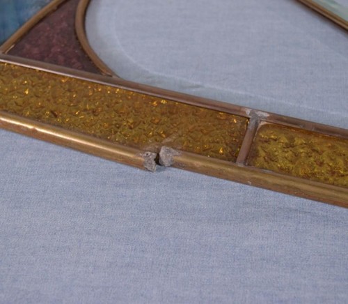 Pair of Vintage French Art Deco Stained Glass Panels with Copper Frames - Picture 12 of 15