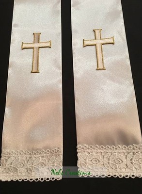 Weiße Satin-Schärpe Mit Kreuz-Applikation – Für Taufe, Kommunion & Christening