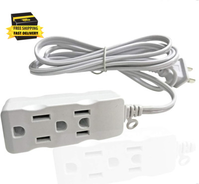 Multi Plug Extender Box,3 Outlet Surge 2 Prong Flat Pin Socket Power Strip,3Ft,6