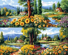 Sunflower Serenity by the Riverside Printed Needlepoint Canvas