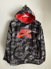 NIKE SB Icon Storm Athletic Fleece Boys Size Large Logo Pullover Hoodie Black