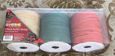 Raffia String Ribbon Each Roll 49.2 Feet Red Tan Green 3 Pack NEW