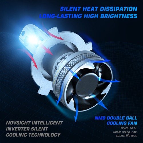 Kit de conversión de bombillas de faros LED NOVSIGHT H4 haz alto/bajo 22000LM 6500K lámparas - Imagen 6 de 16
