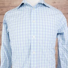 CHAPS ULTIMATE NON-IRON REGULAR FIT BLUE GREEN CHECL DRESS SHIRT 15.5 34/35 M
