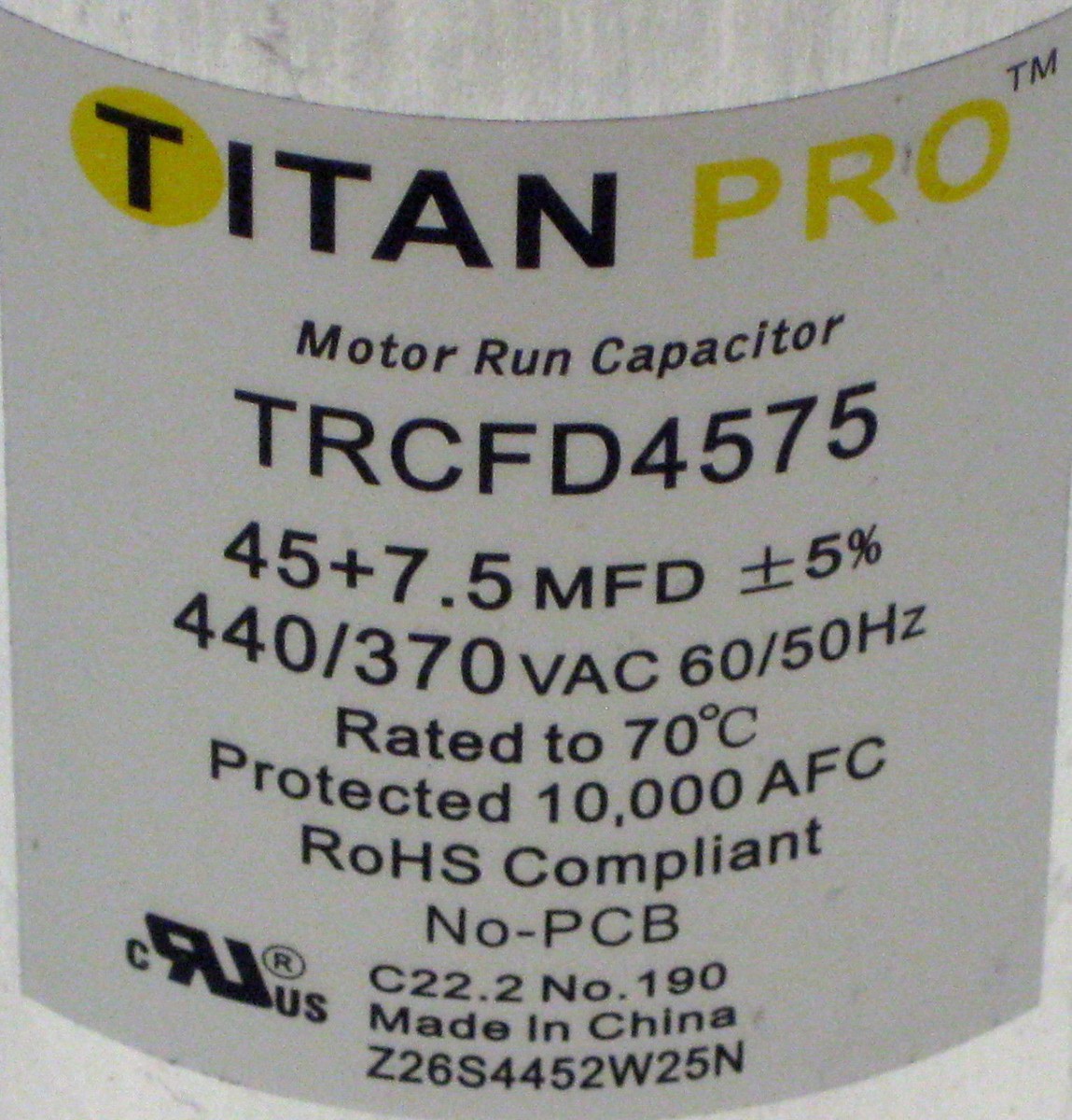 TitanPro TRCFD4575 HVAC Round Dual Motor Run Capacitor 45